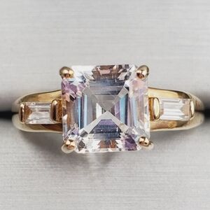 10k Yellow Gold Asscher Danburite Ring